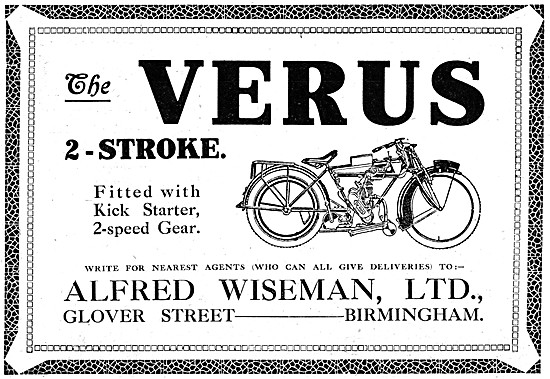 1920 Verus 2-Stroke Motor Cycle Advert                           
