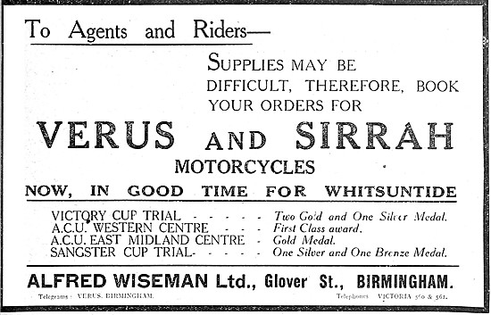 Verus & Sirrah Motor Cycles                                      