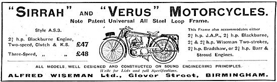 1924 Verus A.S.3. Motor Cycle - Sirrah & Verus Motor Cycles      