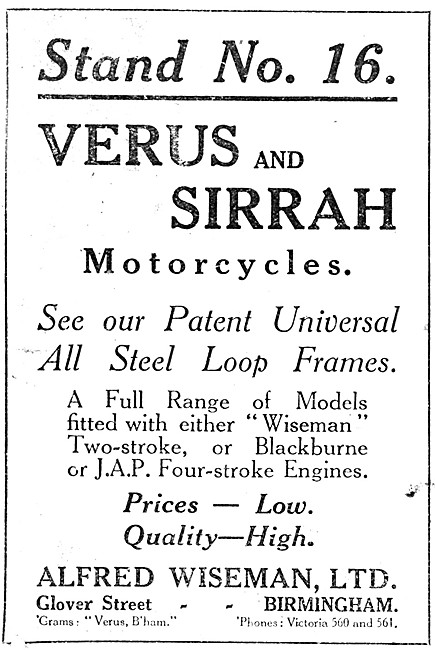 Verus & Sirrah Motor Cycles                                      