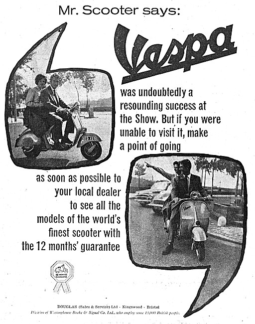 Vespa Motor Scooters 1958 Advert                                 