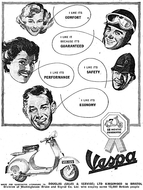 1958 Vespa 125 cc Motor Scooter Advert                           
