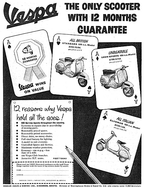 1958 Vespa Gran Sports 150 cc Motor Scooter                      