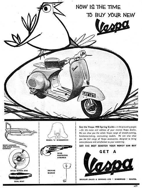 Vespa Motor Scooters 1958 Model Range                            