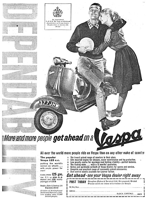 1961 Vespa 125 cc Motor Scooter                                  