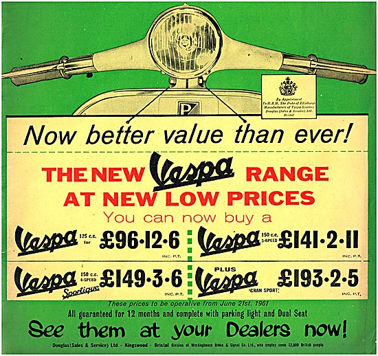 The 1961 Vespa Motor Scooter Range                               