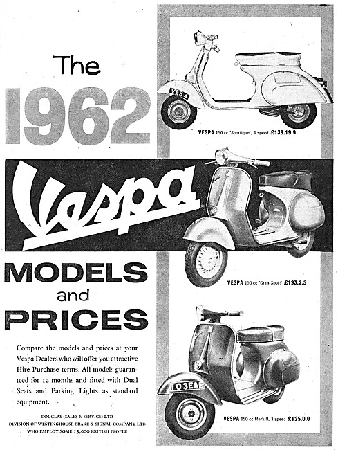 Vespa Motor Scooters 1962                                        