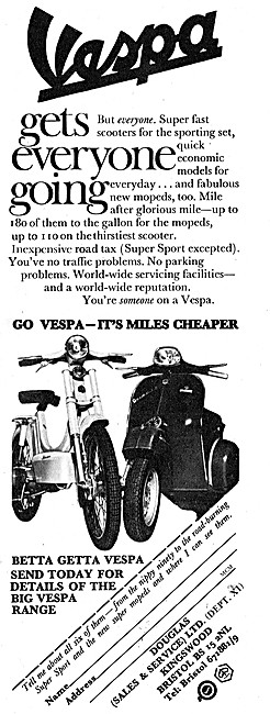 Vespa Motor Scooters 1969 Advert                                 