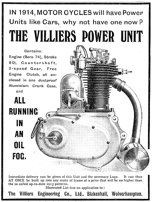 Villers Unitary Motor Cycle Engines 1913 Pattern                 