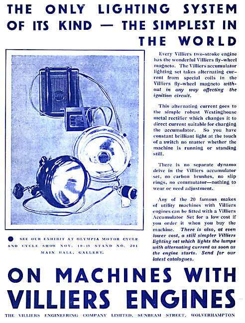 Villers Two-Stroke  Motor Cycle Engines 1930 Advert              