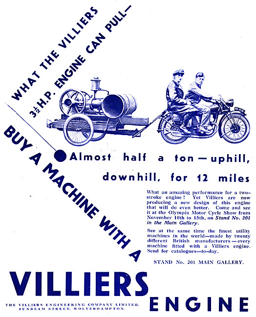 Villers Two-Stroke  Motor Cycle Engines 1930 Advert              