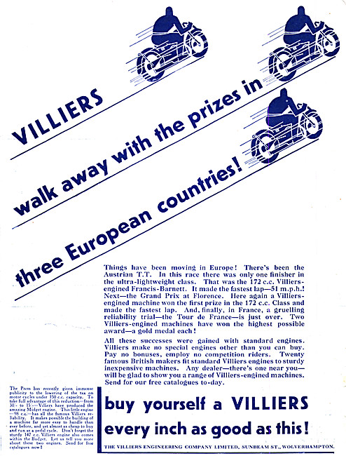 Villers Motor Cycle Engines 1931                                 