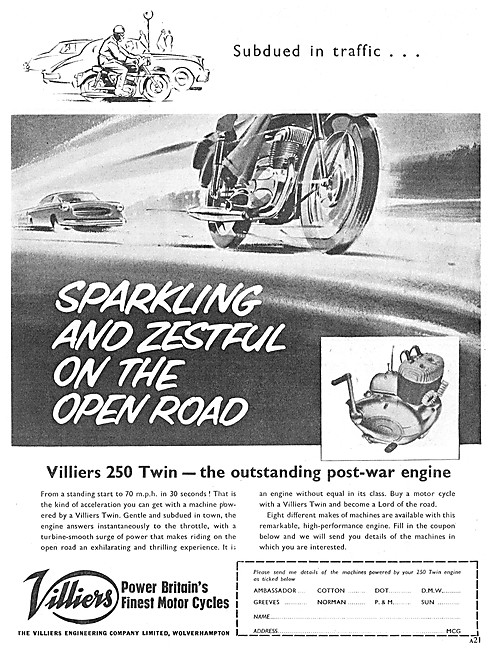 Villers 250 cc Twin Motorcycle Engine                            