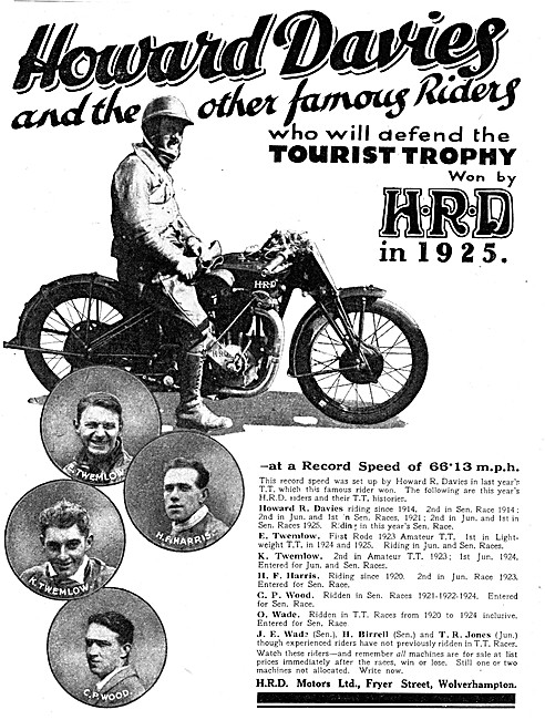 H.R.D. T.T. Motor Cycles 1926                                    