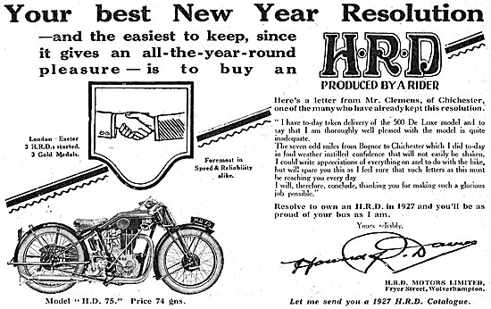 1927 HRD Model 75 500cc                                          