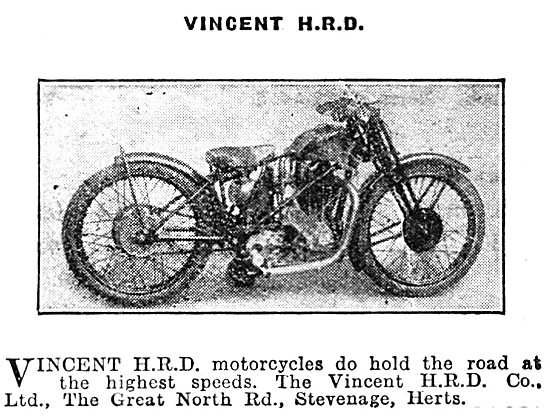 1930 Vincent HRD Motor Cycles                                    