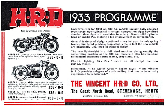1932 Vincent-HRD Model P.3 - Vincent Model L                     