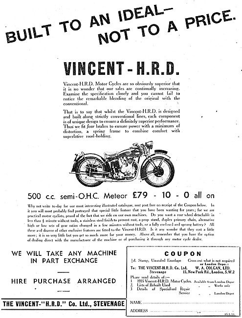 1935 Vincent H.R.D. Meteor 500cc - Vincent Meteor                