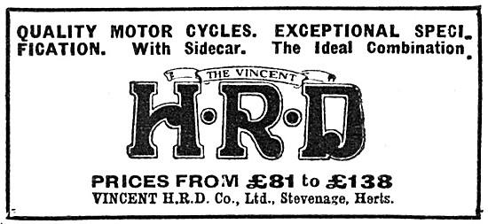 Vincent HRD Motorcycles Advert                                   