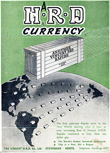 1949 Vincent Rapide Advert                                       
