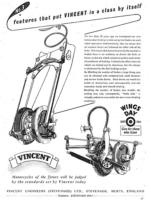 Features Of The 1953 Vincent Motor Cycle Range                   