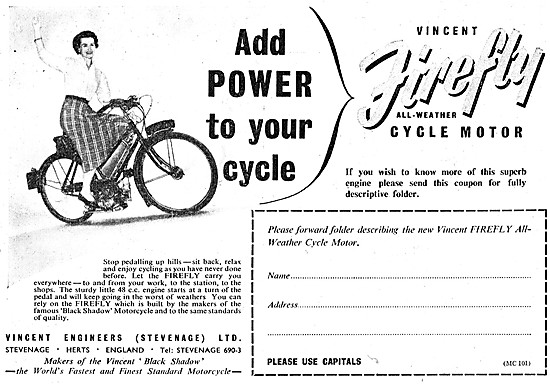 1954 Vincent Firefly All-Weather Cycle Motor                     