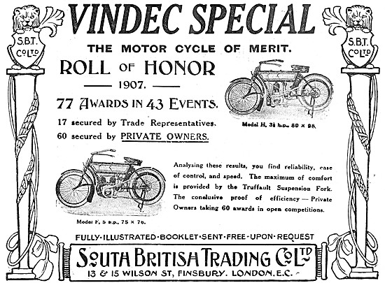 Vindec Model F Motor Cycles                                      