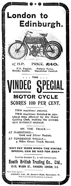 1904 Vindec Special 2.75 H.P. Motor Cycle                        