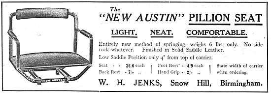 1922 Jenks New Austin Pillion Seat                               