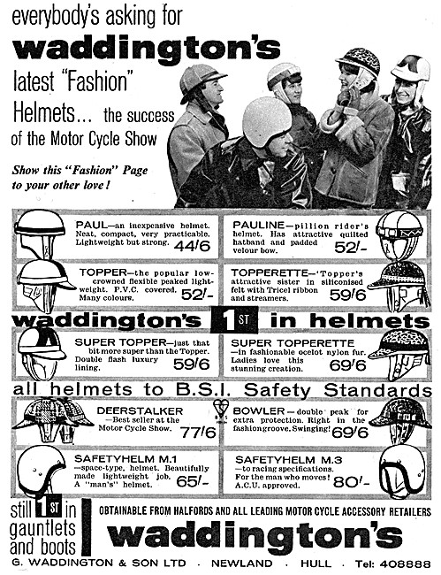 1963 Waddingtons Fashion Motorcycle Helmets                      