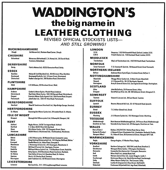 Waddingtons Leathers For Motorcyclists                           