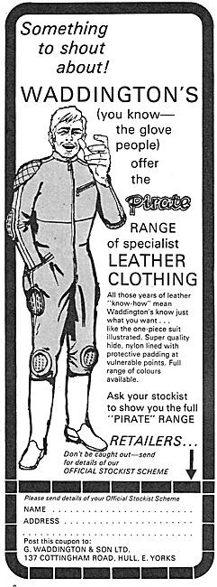 Waddingtons Pirate Range Of Motorcycle Leathers 1973             