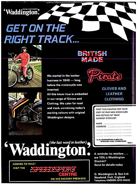 Waddington Motor Cycle Leathers & Gloves                         