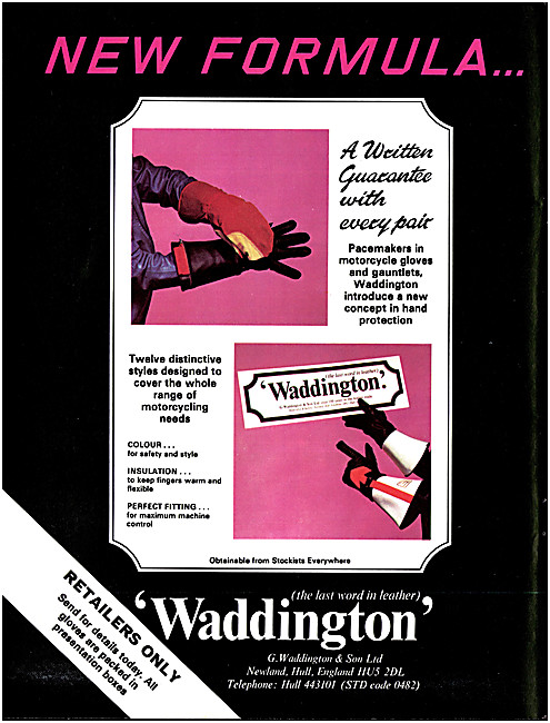 Waddington Motor Cycle Gloves & Gauntlets                        