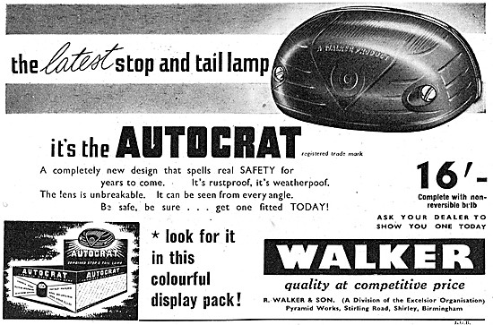 Walker Autocrat Motor Cycle Stop & Tail Lamp                     