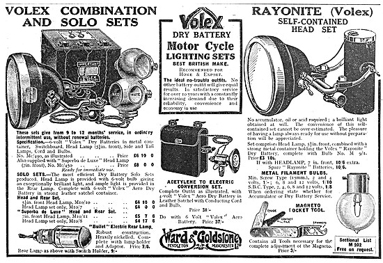 Ward & Goldstone Volex Dry Battery Motor Cycle Lighting Sets 1922
