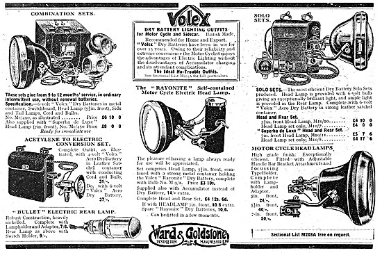 1922 Ward & Goldstone Rayonite Motor Cycle Head Lamp.            