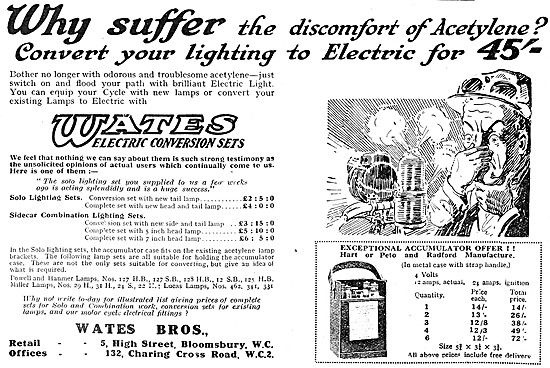 Wates Acetylene To Electric Lighting Conversion Sets             