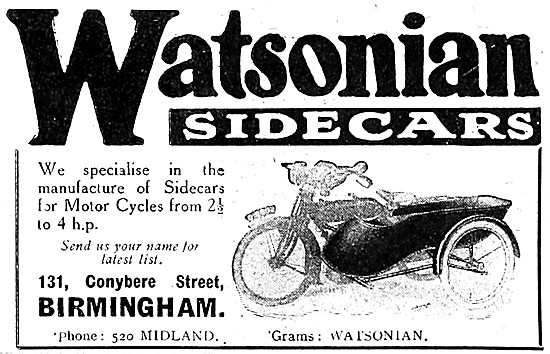 Watsonian Sidecars 1916                                          