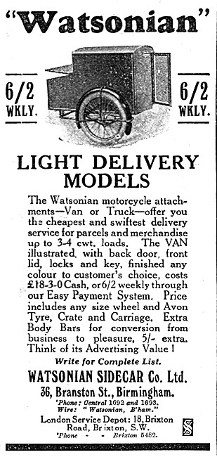 1928 Watsonian Light Delivery Sidecars                           