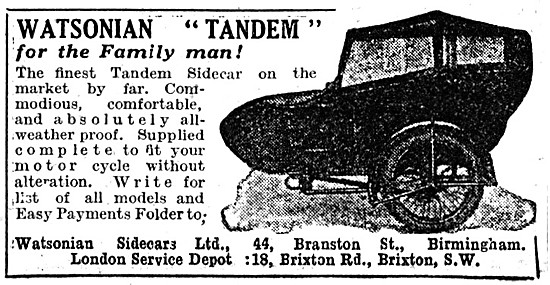 1928 Watsonian Tandem Sidecar                                    
