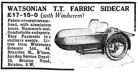 1929 Watsonian TT Fabric Sidecar                                 