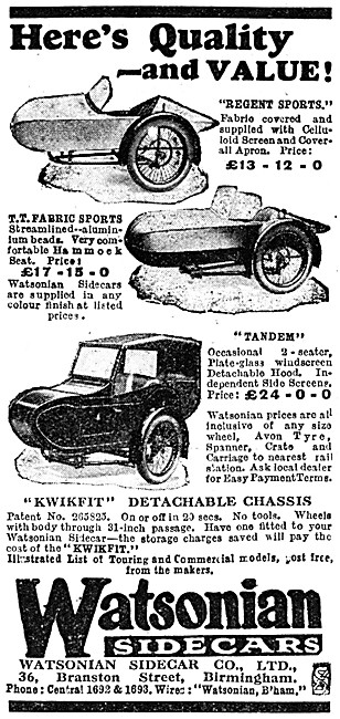 1930 Watsonian Regent Sports Sidecar                             