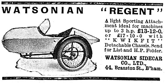 1930 Watsonian Regent Sporting Sidecar                           