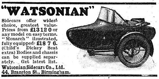 1930 Watsonian Monarch Sidecar                                   
