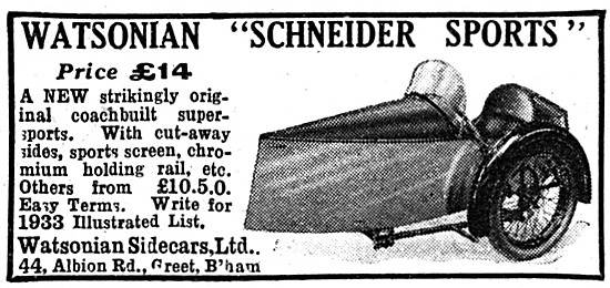 1933 Watsonian Schneider Sports Sidecar                          