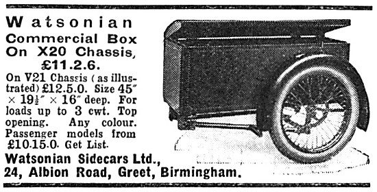 1934 Watsonian Commercial Box Sidecar                            