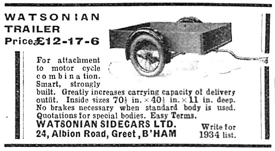 1934 Watsonian Motor Cycle Trailer                               