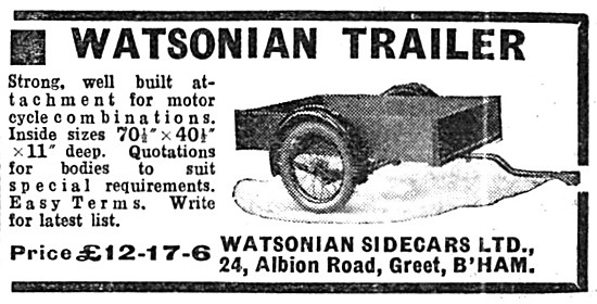 1934 Watsonian Motorcycle Trailer                                