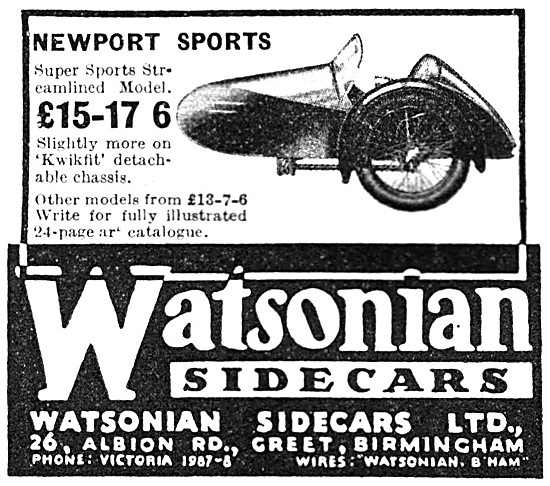 1938 Watsonian Newport Sports Sidecar                            